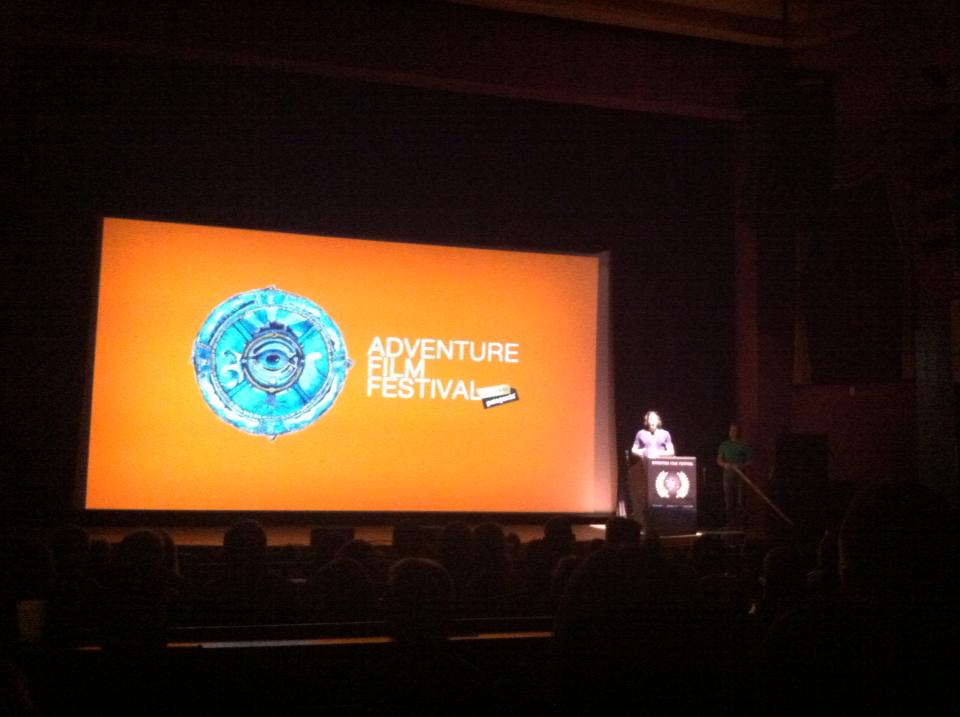 Nate presenting Snows of the Nile at the Adventure Film Festival.